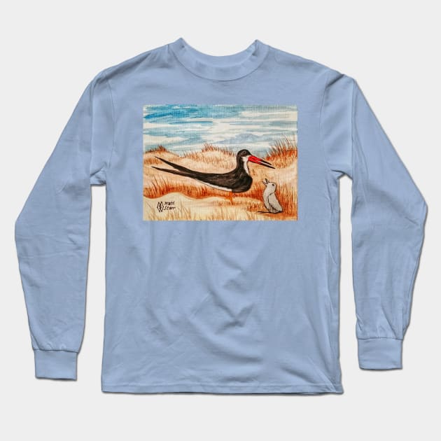 Black Skimmer and Chick Long Sleeve T-Shirt by Matt Starr Fine Art